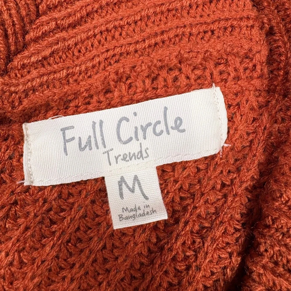 Full Circle Trends Rust Orange V-Neck Chunky Knit Sweater NWT Medium J4B0103S